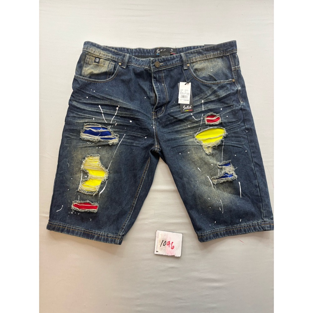 Switch Remarkable Mens Distressed Denim Shorts Vintage Wash Paint Splatter 42